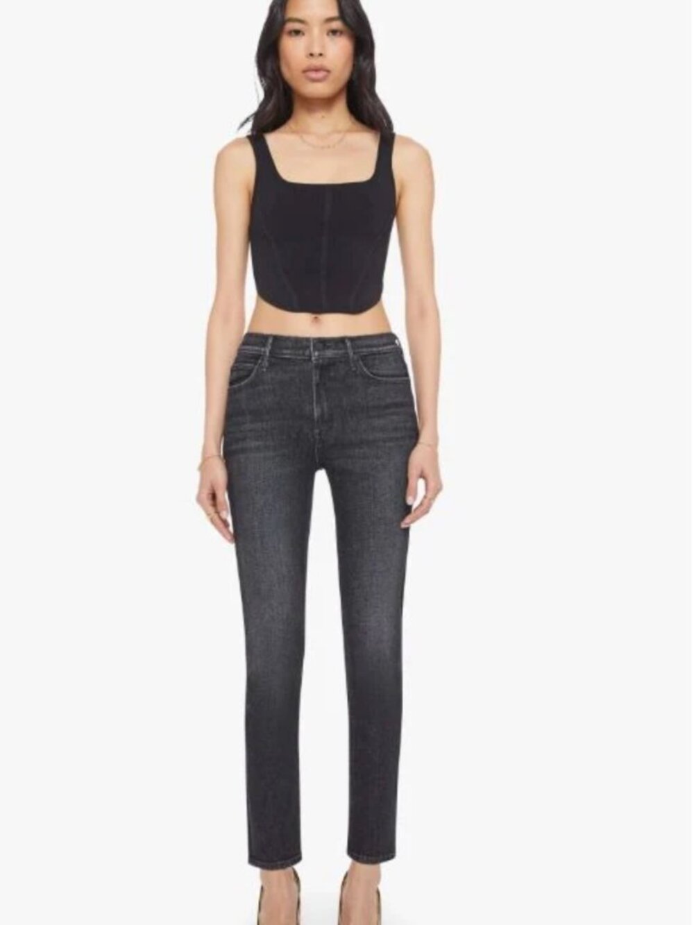NWOT MOTHER The Mid Rise Dazzler Flood Jeans in Keep It Sharp-29-MSRP $248